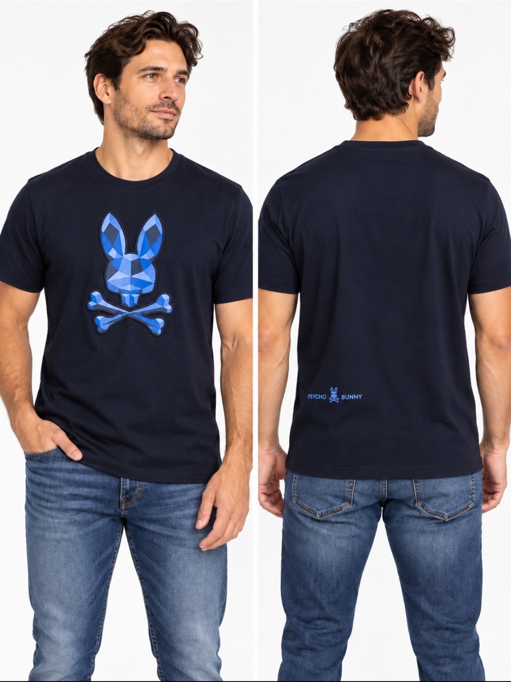 Psycho Bunny Men’s Geometric Bunny Graphic Pima Cotton T-Shirt Size 5 Medium EUC